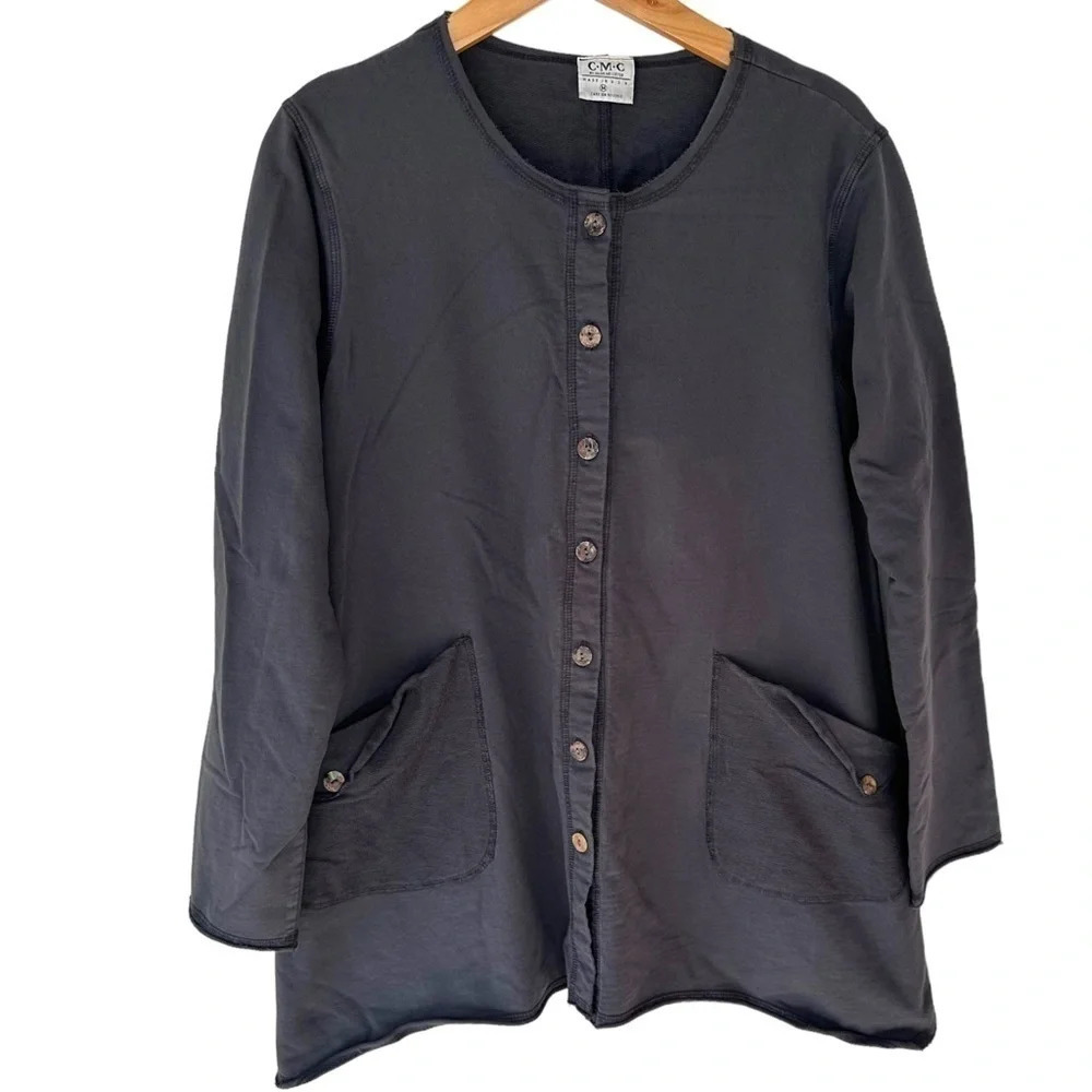 Color me‎ cotton M gray minimalist button down jacket with pockets